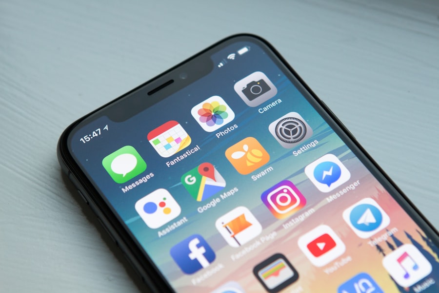 Smartphone app icons on screen